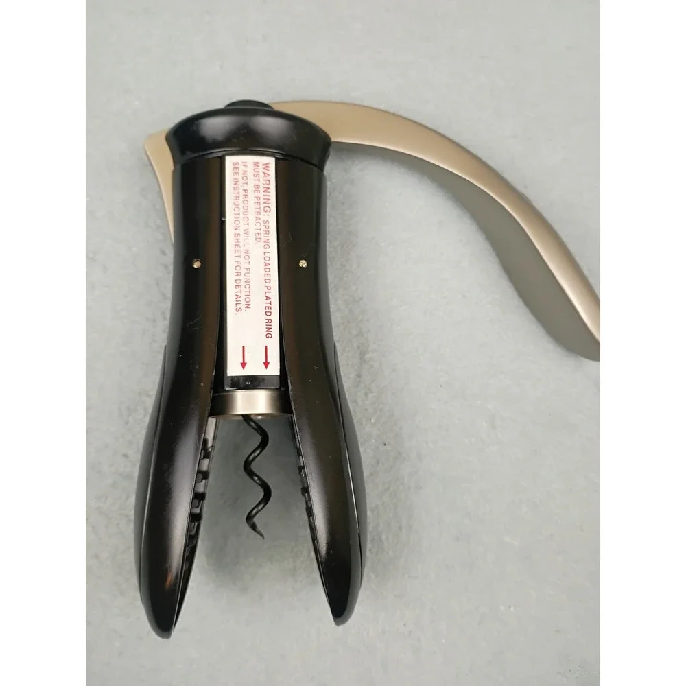 Turning Leaf Lever Style Wine Bottle Opener Corkscrew Black and Gold